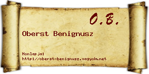 Oberst Benignusz névjegykártya